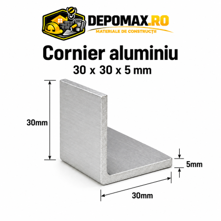 Cornier aluminiu 30 x 30 x 5 mm, 6 metri (EN AW-6060)